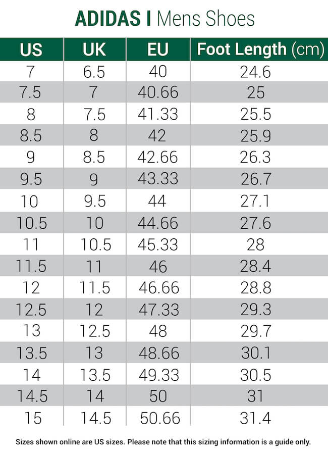 Adidas Shoe Size Chart Inches Images And Photos Finder