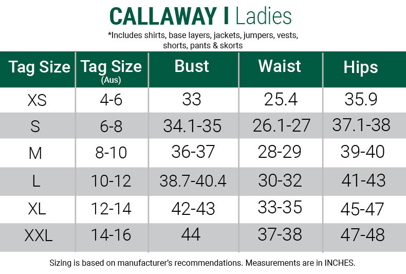 callaway-jumpers-womens size chart