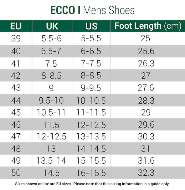 ecco boots size chart