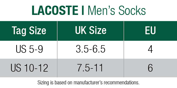 lacoste socks size guide