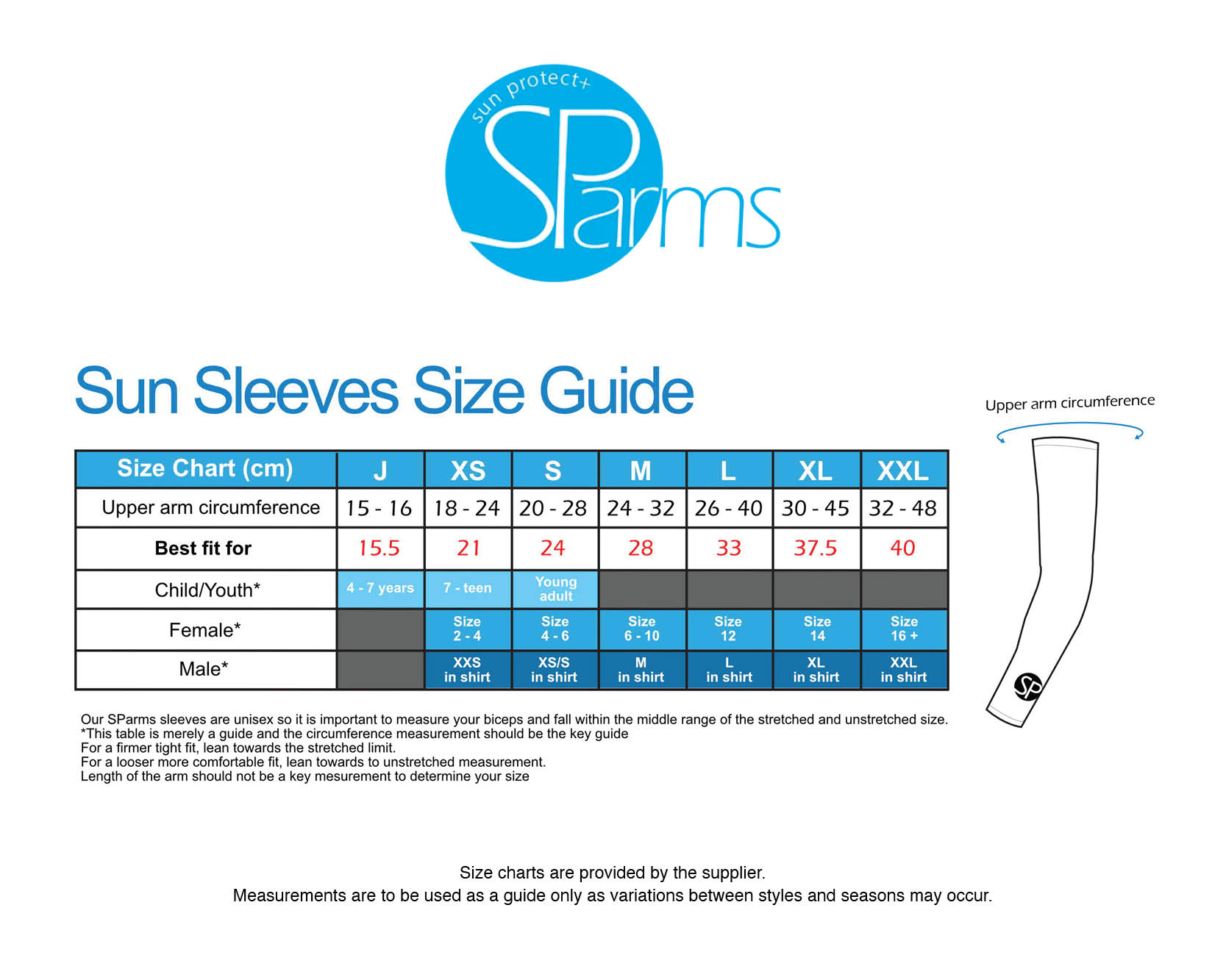 Sparms Size Chart