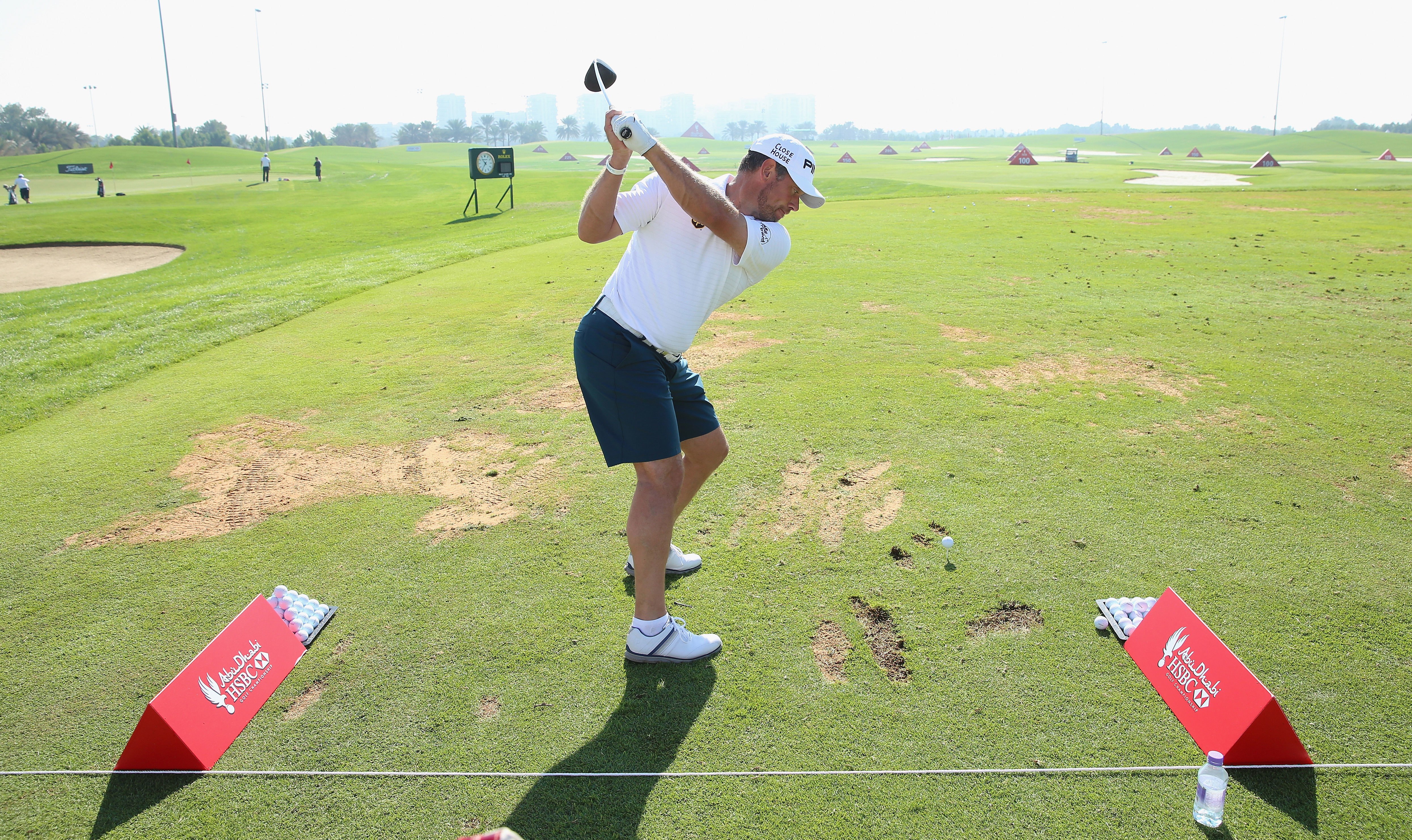 Golfer on practice range